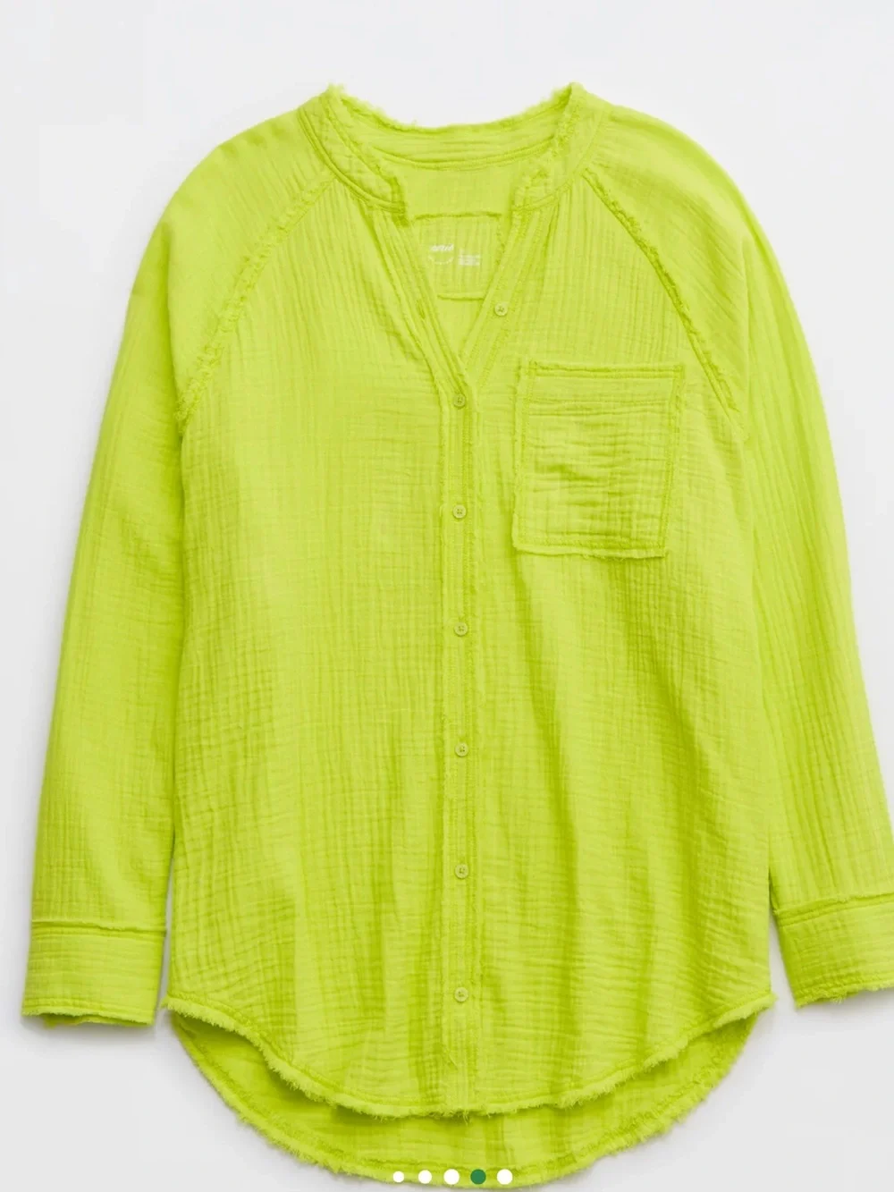 aerie Neon Lime Gauze Button-Front Swim Coverup - Picture 9 of 13